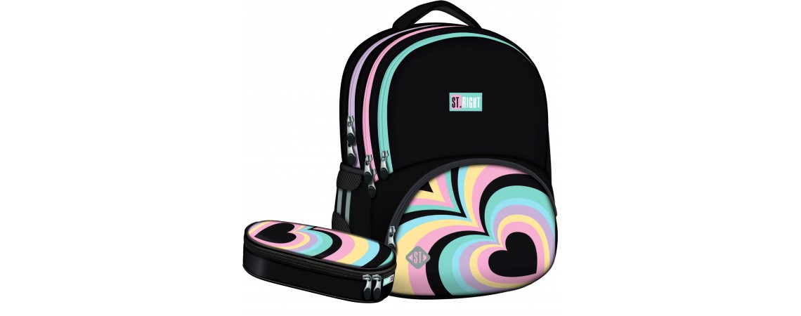 SET Rucksack Mäppchen HEARTS Mädchen