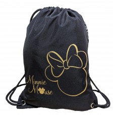 MINNIE MOUSE Rucksack Kordelrucksack Mädchen Frauen Freizeit String_schwarz weiß gold