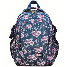 Schulrucksack VINTAGE FLOWERS Mädchen Blumen Blau Rosa Schulranzen Schultasche L