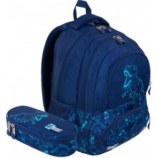 SET Rucksack Mäppchen DINO Jungen blau T-Rex Schulrucksack Groß Schulranzen